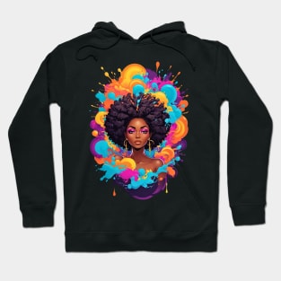 Black Woman Psychedelic Attract retro vintage 80s disco design Hoodie